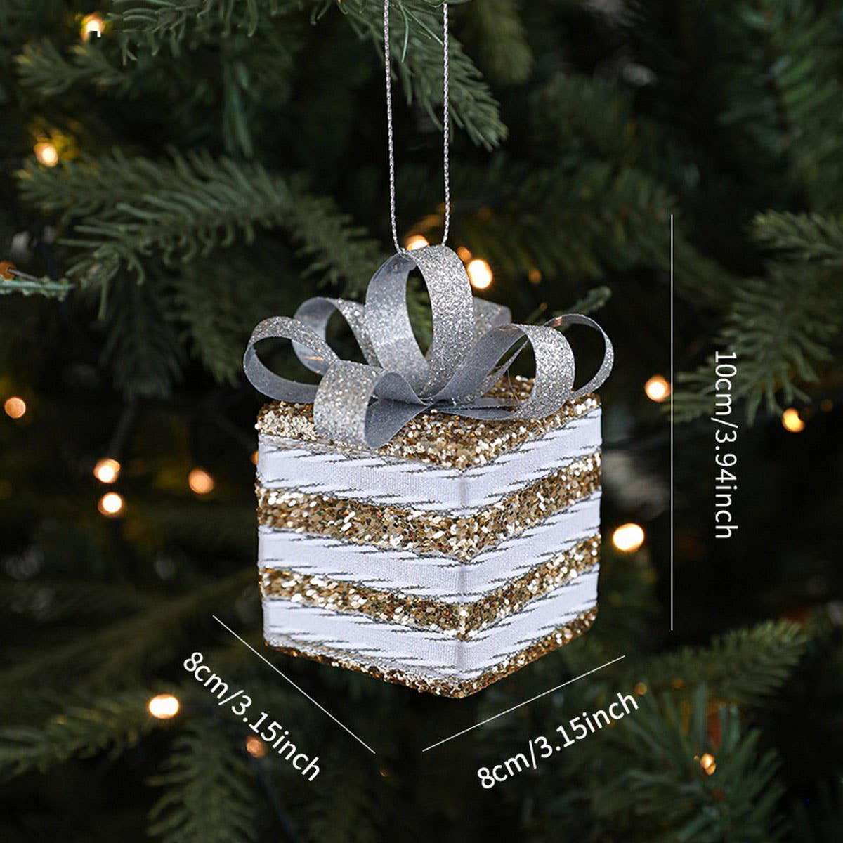 SILVER FOAM GLITTER XMAS BALLS BOWS TREE TOPPER_CWMM9677