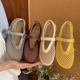 FLAT ROUND TOE MESH MARY JANE BALLET SANDALS_CWSHF0121