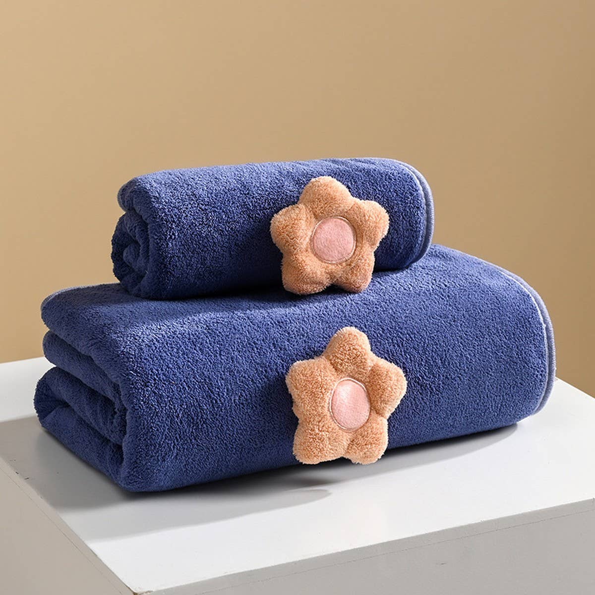 CORAL FLEECE FLOWER SQUARE TOWEL BATH TOWEL SET_CWMM2325