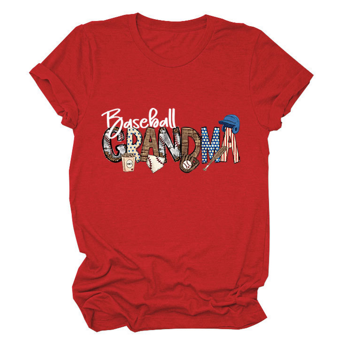 CASUAL CREW NECK TEE BASEBALL GRANDMA SHIRT_CWTTSL0496