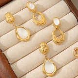 Vintage Moonstone 18K Stainless Steel Earrings_Cwmm3655