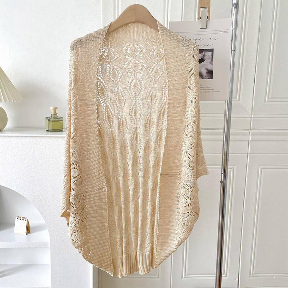 DIAMOND SHAPED HOLLOW KNITTED SHAWL_CWASC0763