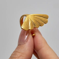 Vintage Textured Gold Engraving Open Ring