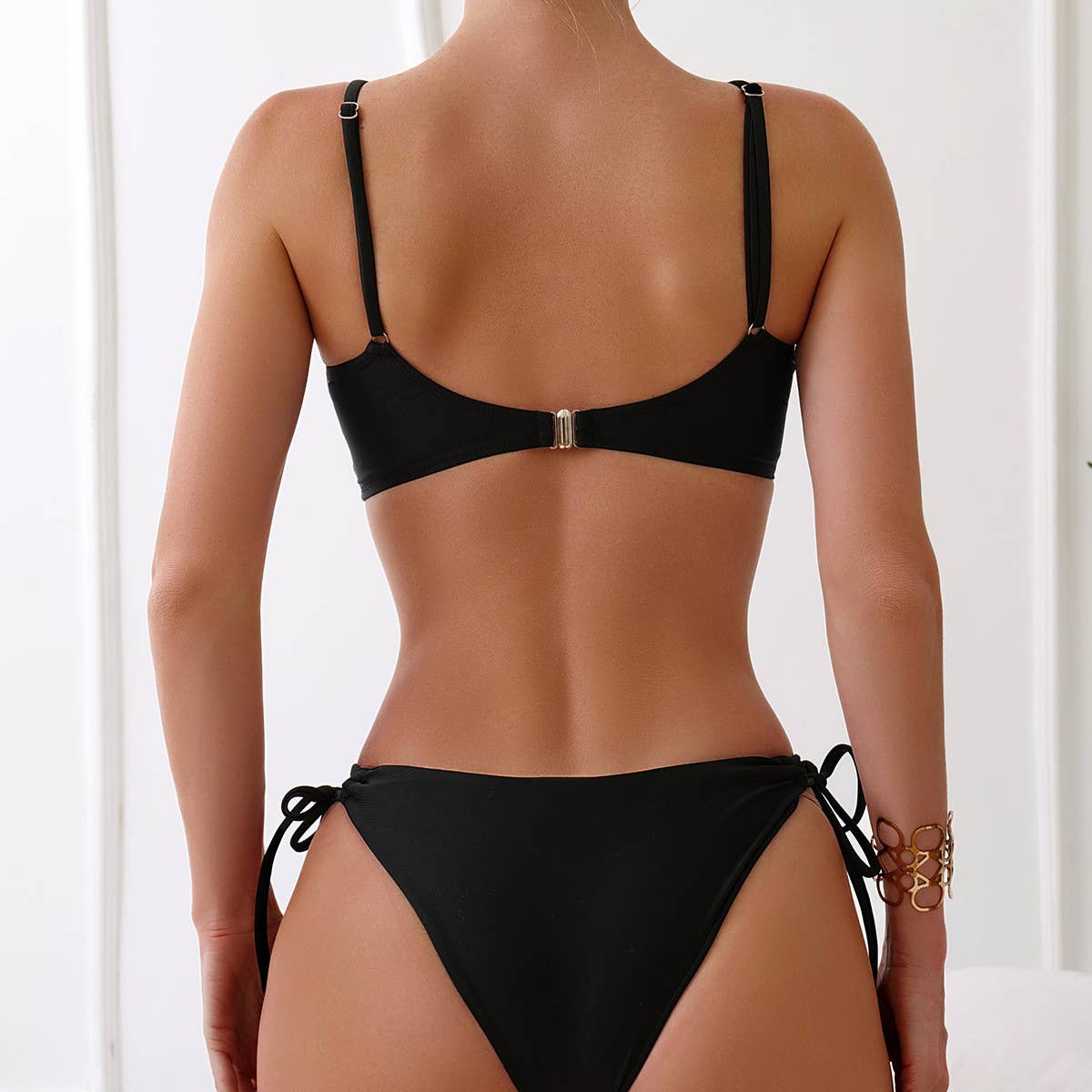 CASUAL TWO PIECE DRAWSTRING THONG BIKINI SWIMSUIT_CWMW0325