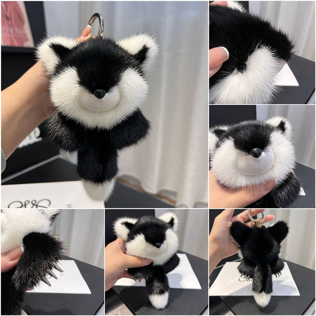 BIG FOX REAL MINK FUR BAG ORNAMENT CAR KEYCHAIN_CWMM2538