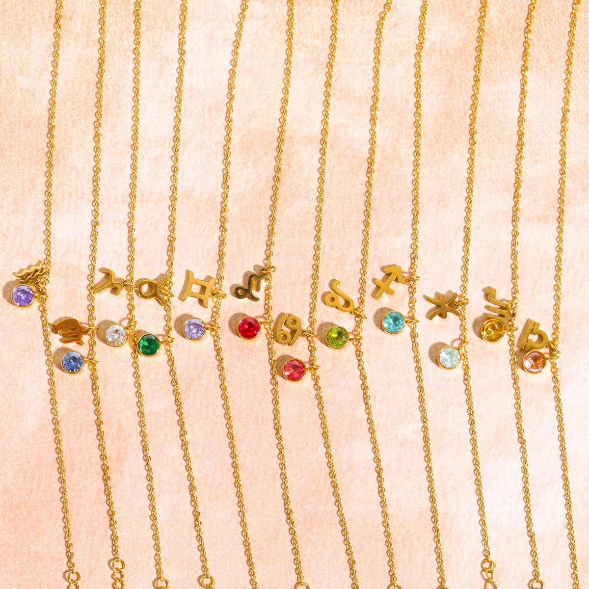 12 ZODIAC SIGNS ZIRCON HOROSCOPE RUNE BRACELET_CWAJE1611