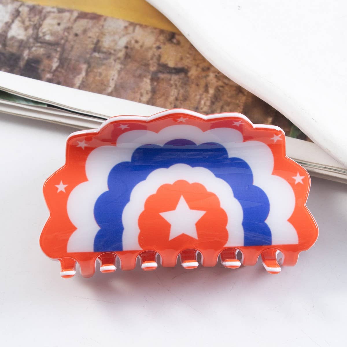 Usa Flag Hair Claw, Creative Patriotic Back Clip_Cwaha1265