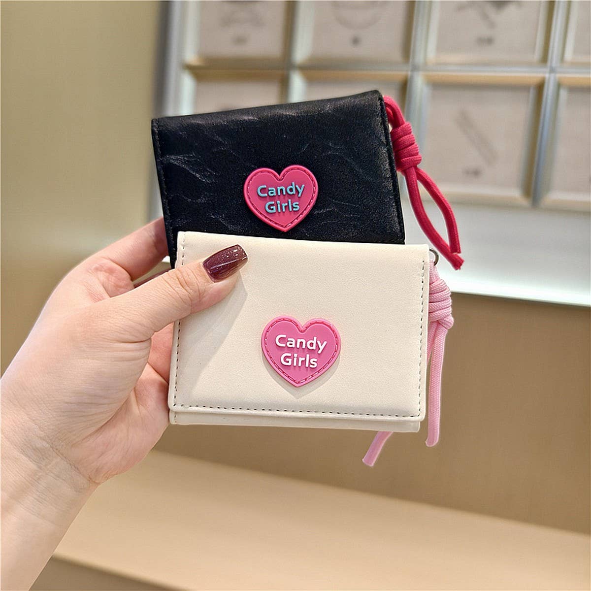 New Velvet Heart Letter Mini 3-Fold Wallet_Cwab06244