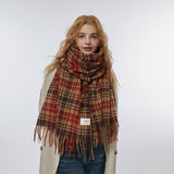 BROWN CHECK SCARF THICK DUAL USE WINTER WRAP_CWASC2299