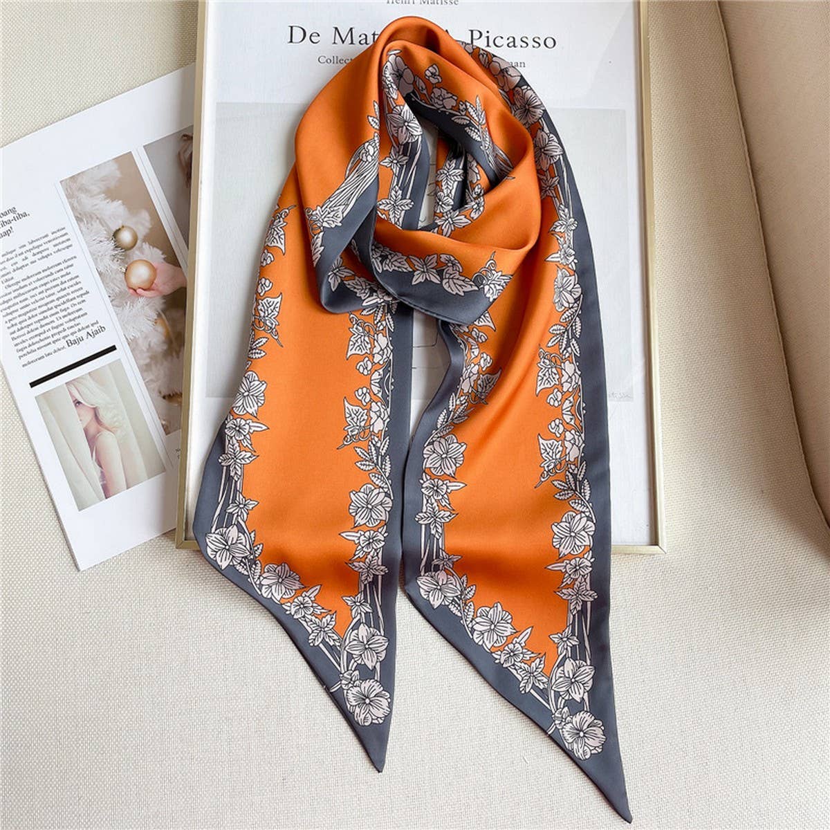 Wide Bevel Scarf With Printed Pattern Head Scarf_Cwasc1528