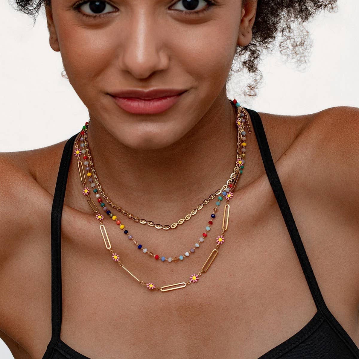 COLLARBONE METAL COLORED MULTI LAYER NECKLACE_CWMM3592