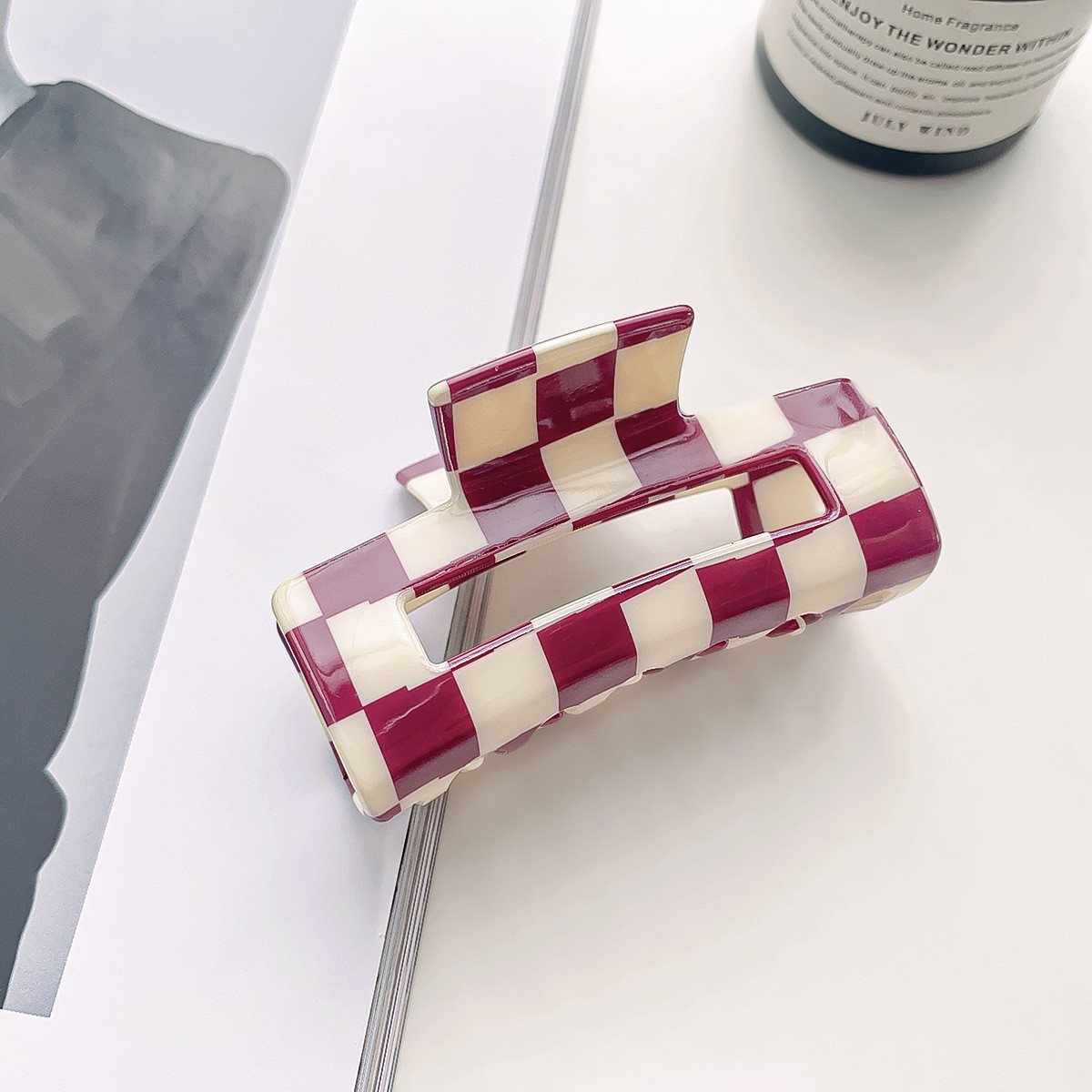 Checkerboard Hair Claw ? Candy Color Acetate Look_Cwmm10084
