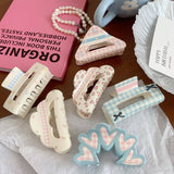 CUTE ACRYLIC FLORAL PLAID BOW HAIR CLIP SHARK CLIP_CWAHA2632