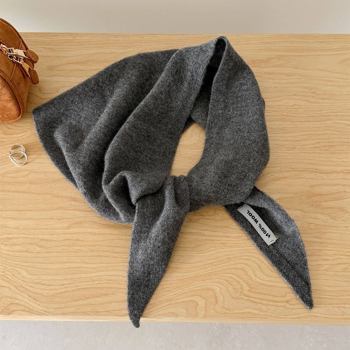 100% Wool Triangle Scarf Warm Knit Shawl_Cwov00262