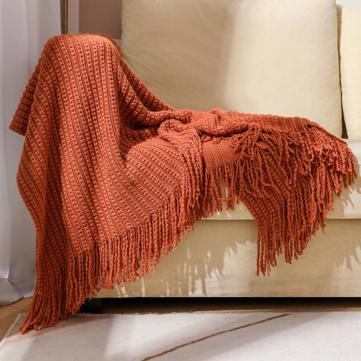 KNITTED SOFT WARM SOFA BLANKET BED END BLANKET_CWMM0200