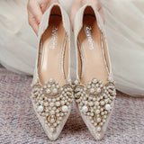 LACE PEARL BALLET FLATS FOR WOMEN BRIDAL STYLE_CWSHF0010
