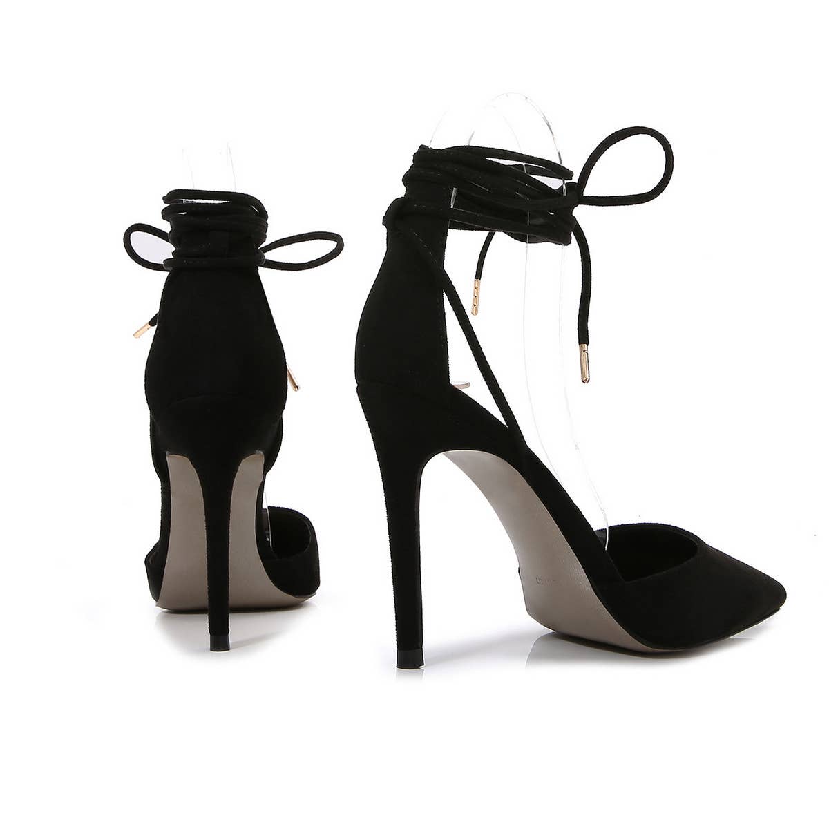 POINTED ANKLE STRAP BAG AND HIGH HEELS_CWSHS0647