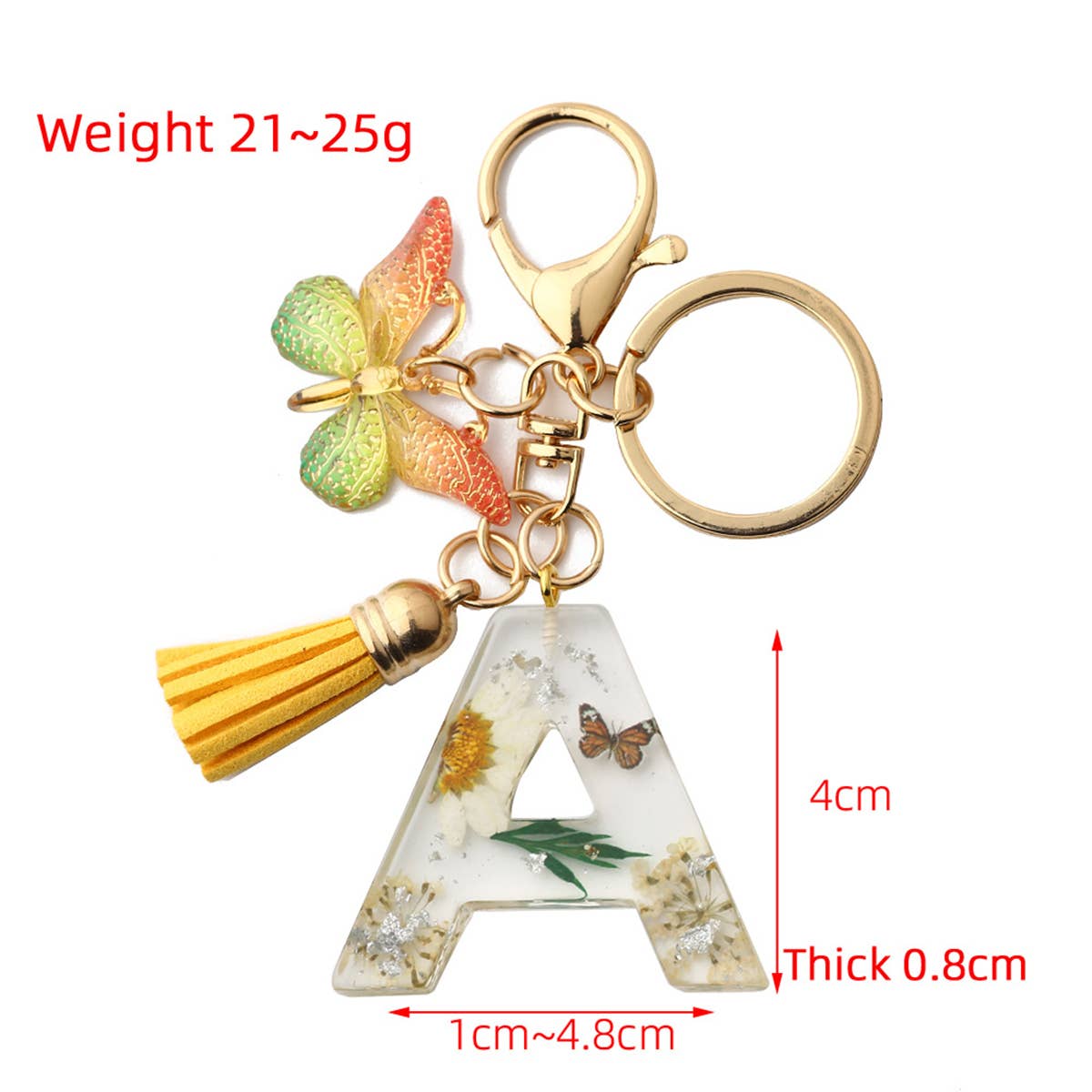 DRIED FLOWER PRINTED LETTER KEYCHAIN_CWMM1305