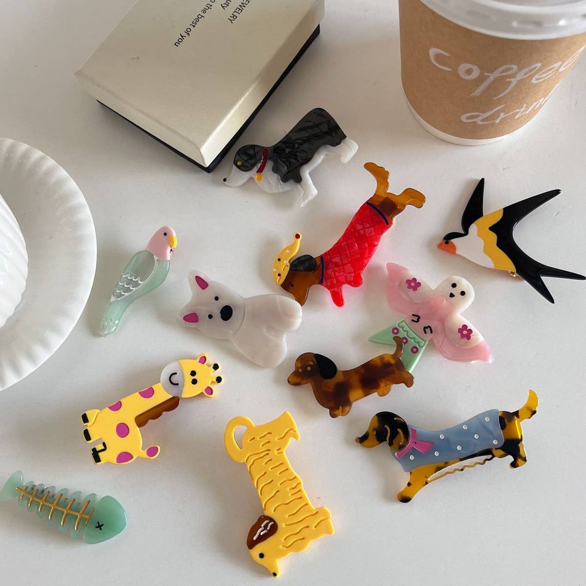 Cwaha07740_Cute Dog Animal Acetate Hair Clip For Girls
