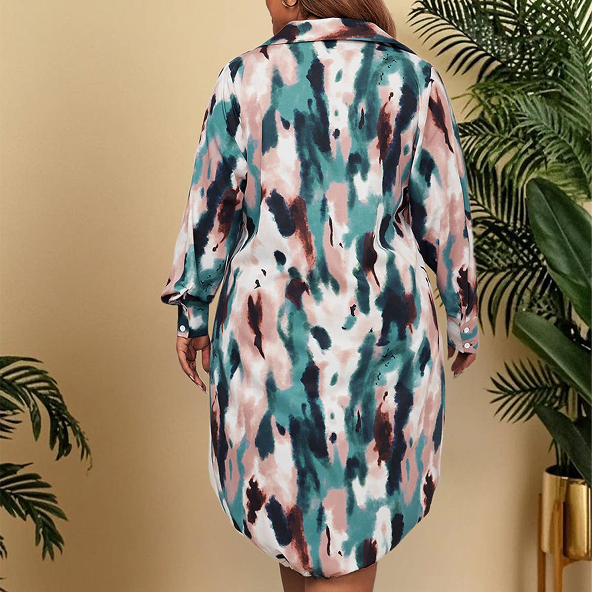 PLUS SIZE POLO DRESS LOOSE FIT DRAWSTRING HEM_CWDMD5970