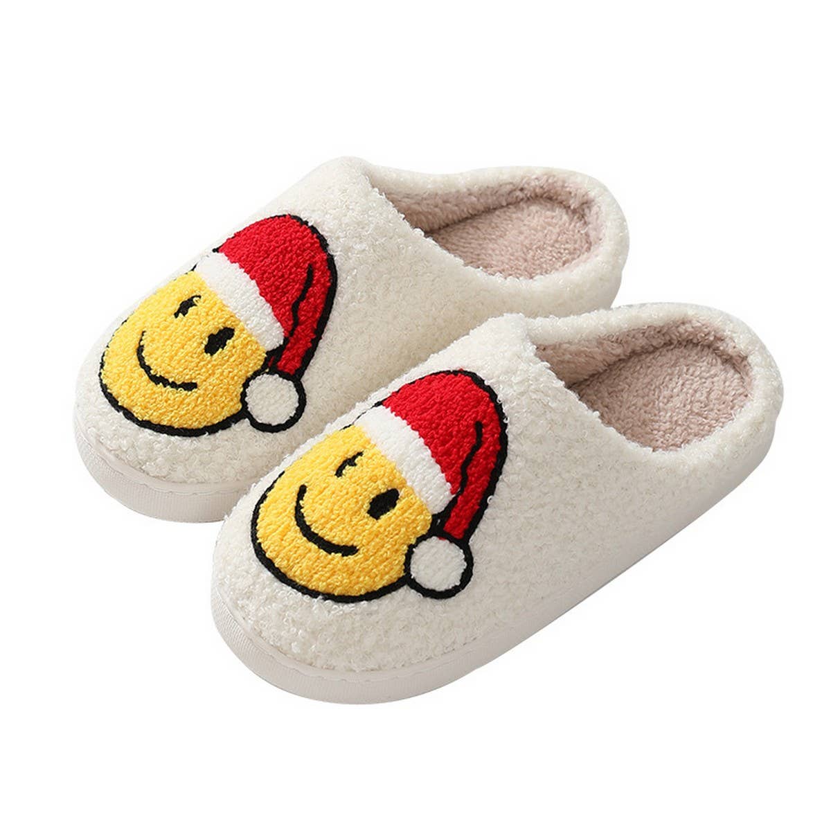 SMILING FACE SANTA CLAUS HOUSE CHRISTMAS SLIPPERS_CWSHS0260