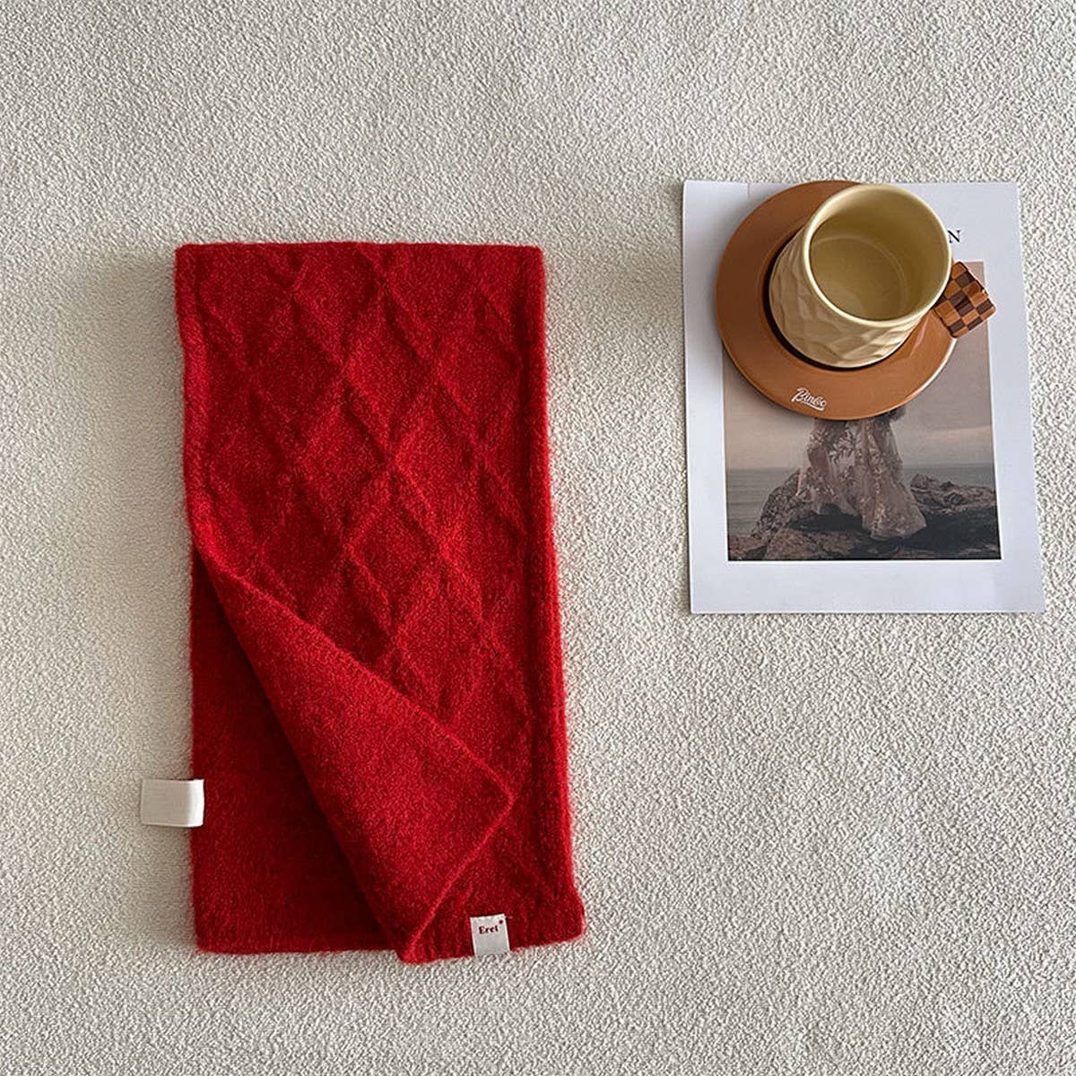 RETRO KNIT SCARF WOOL BLEND REVERSIBLE WRAP_CWASC2355