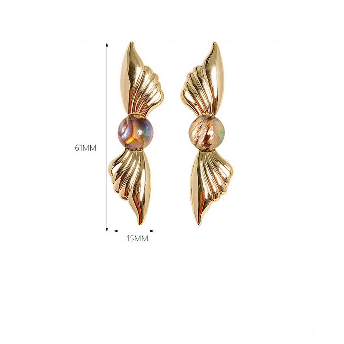 ANGELS WINGS ABALONE SILVER NEEDLE EARRINGS_CWMM4337