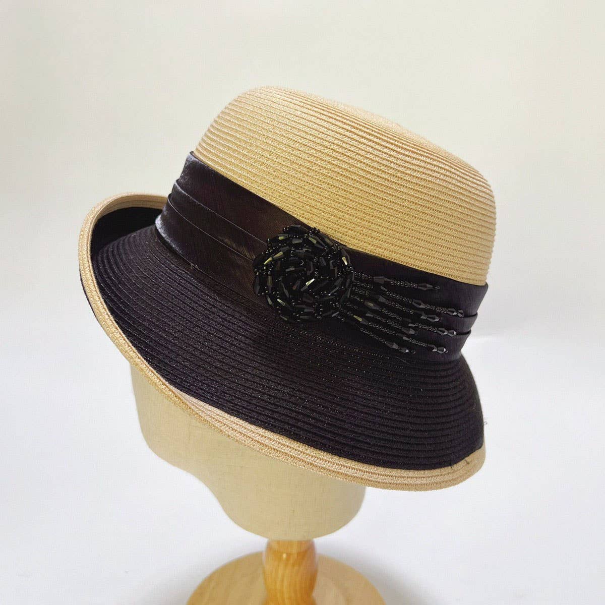 SUMMER FASHION PLEATED RIBBON STRAW HAT_CWAH3480