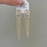 PEARL DOUBLE RING TASSEL EARRINGS_CWAJE1296
