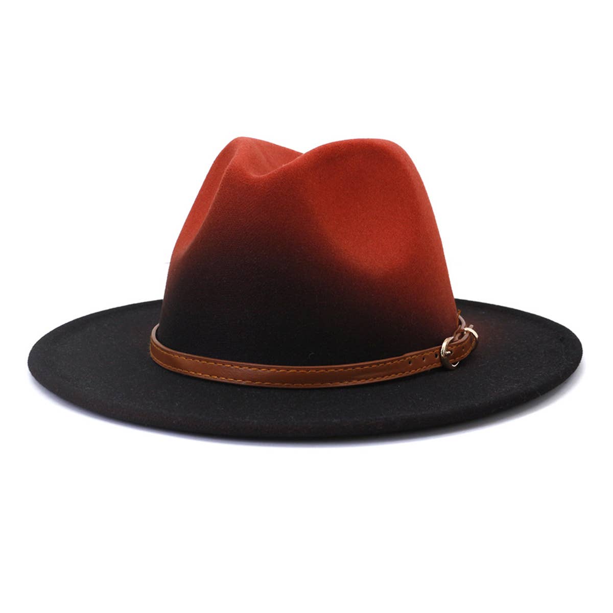 Women Warm Color Matching Belt Panama Hat_Cwah0707