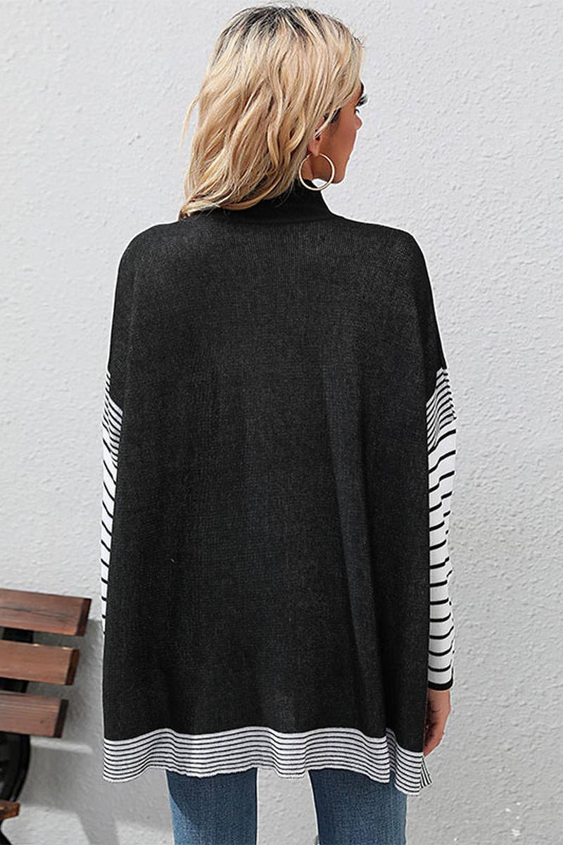 Women Striped Loose Pullover Sweater_Cwoswl1507