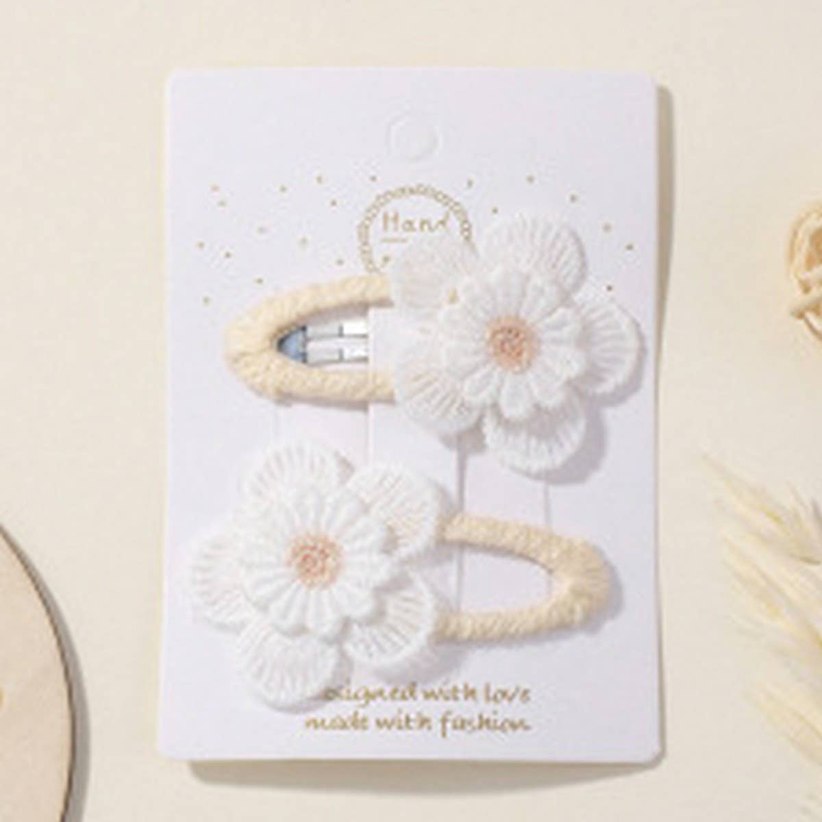 FRESH DAISY HAIR CLIP SET HANDMADE FABRIC CLIPS_CWAHA6712