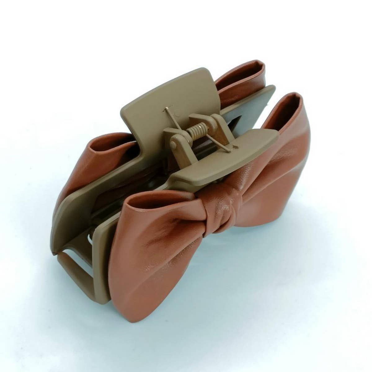 LARGE RETRO PU LEATHER DOUBLE SIDED BOW CLIP_CWAHA6375