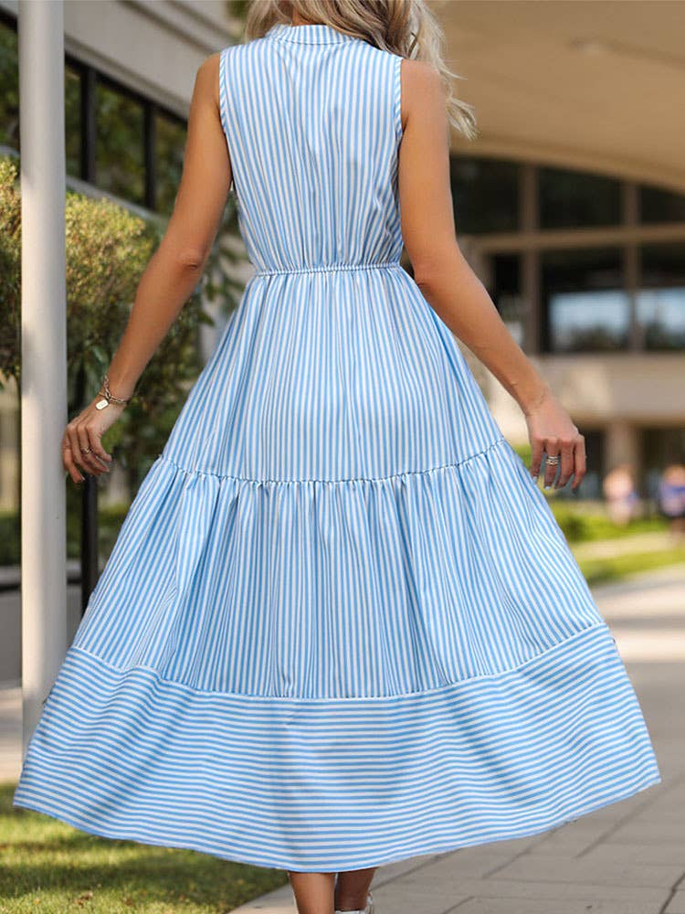 Vertical Striped Sleeveless Dress