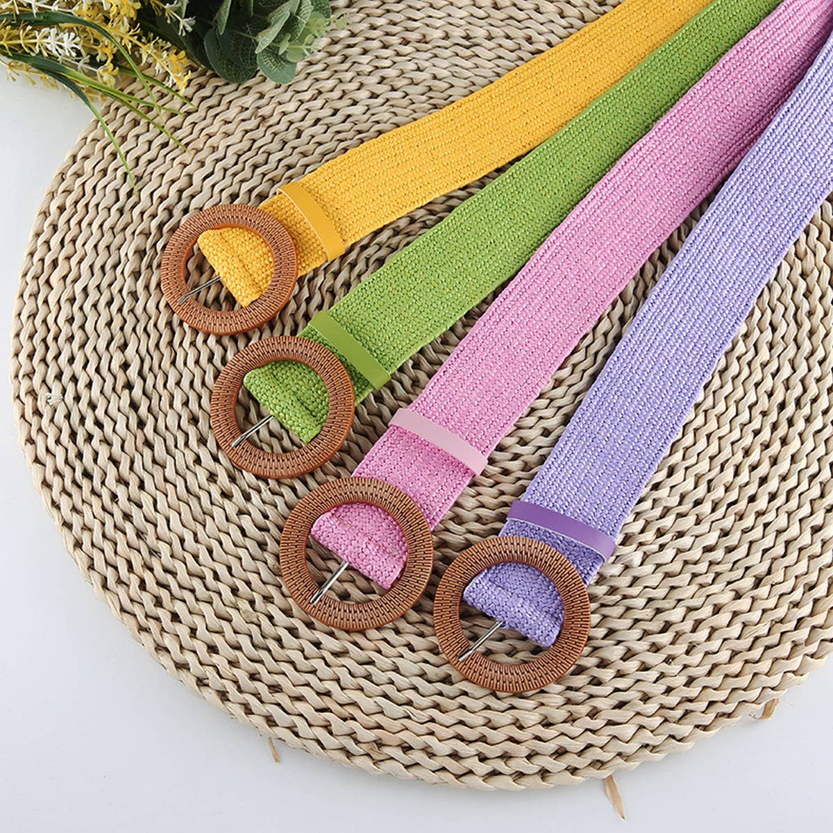 Cwabe0544_Vintage Braided Round Buckle Belts