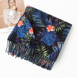 PRINT SCARF SOFT BLUE BLACK WINTER WRAP FOR WOMEN_CWASC0919