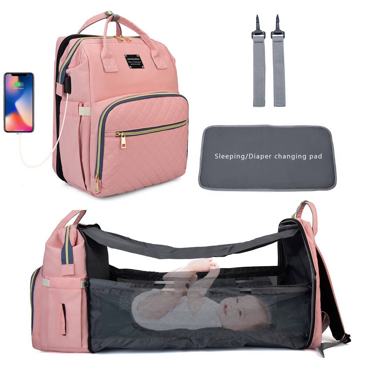 PORTABLE BACKPACK MOTHER AND BABY BAG_CWAB2233