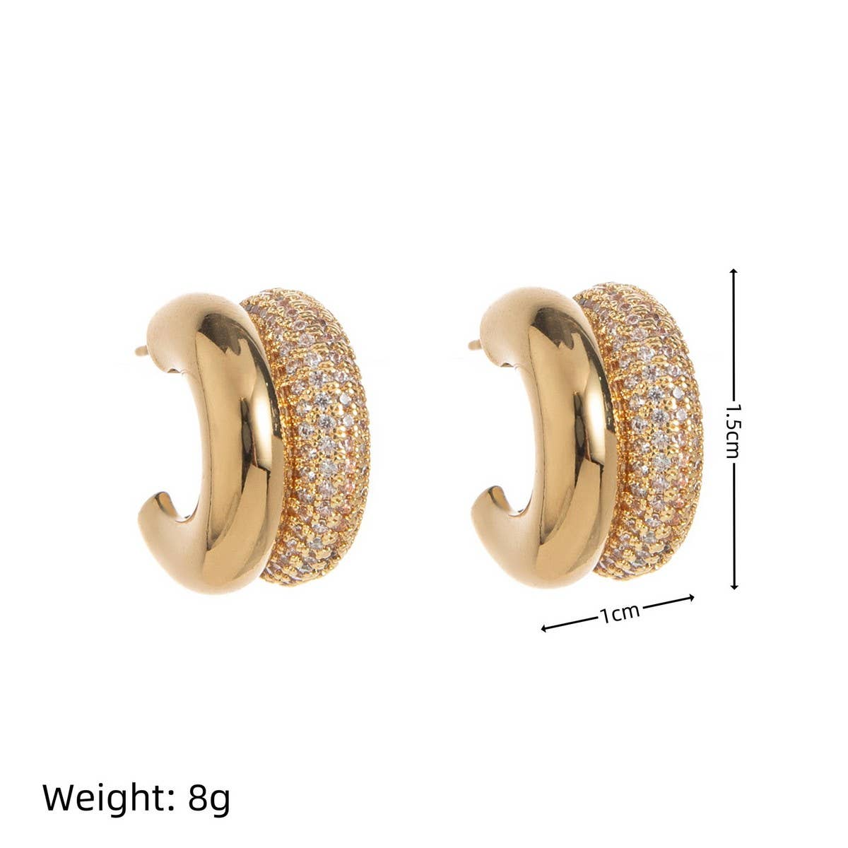 ELEGANT DOUBLE HOOP C SHAPED ZIRCON STUD EARRINGS_CWAJE5065