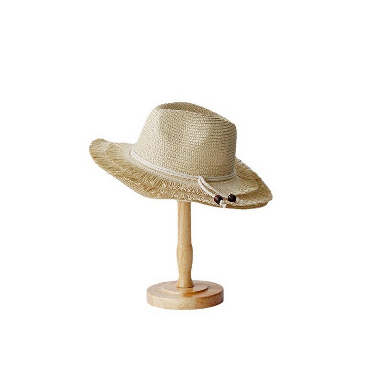 SUMMER WOMENS WIDE BRIM FUR RIMMED SUN HAT_CWAH3505