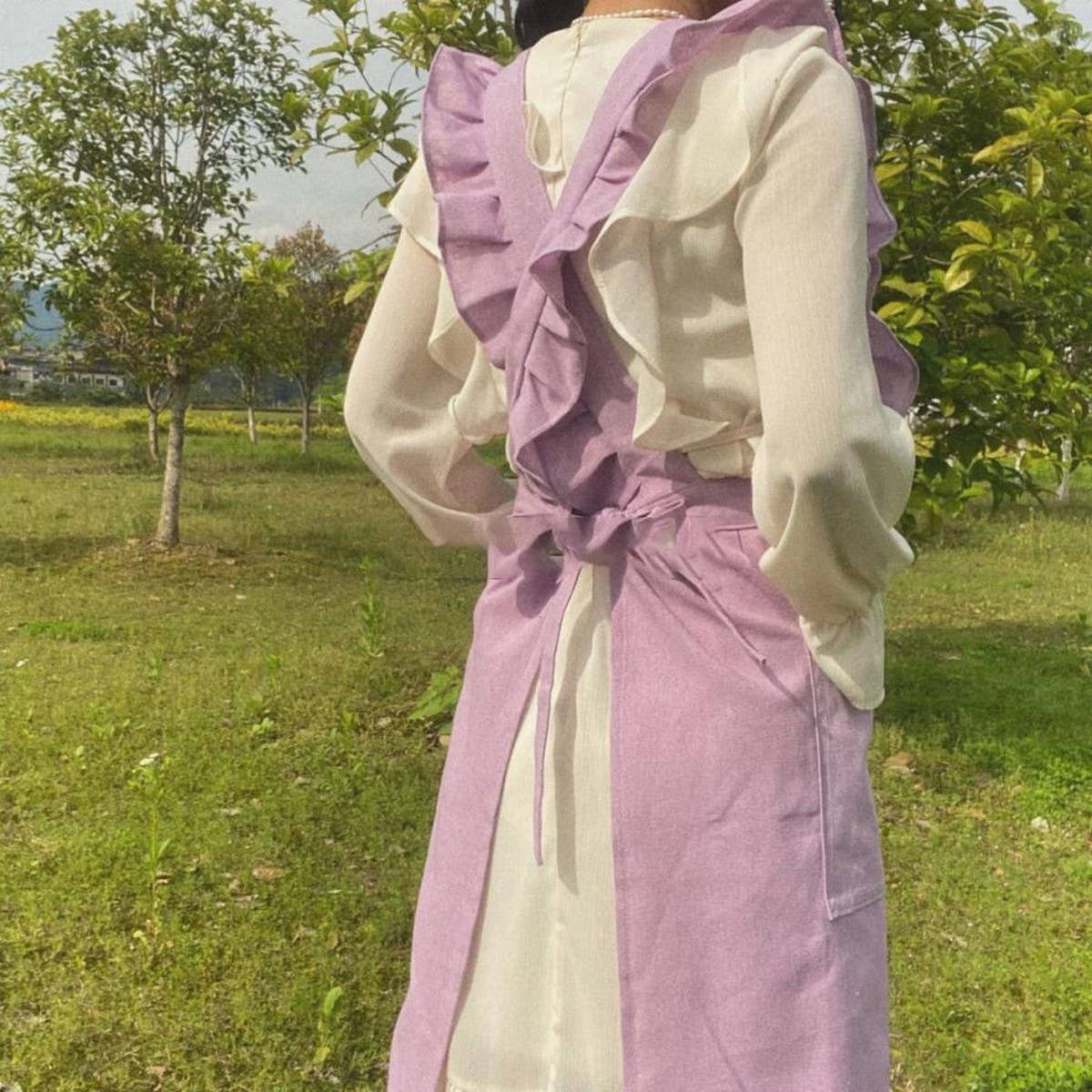 SMALL FRESH RUFFLED STRAP CROSS APRON_CWMM5792