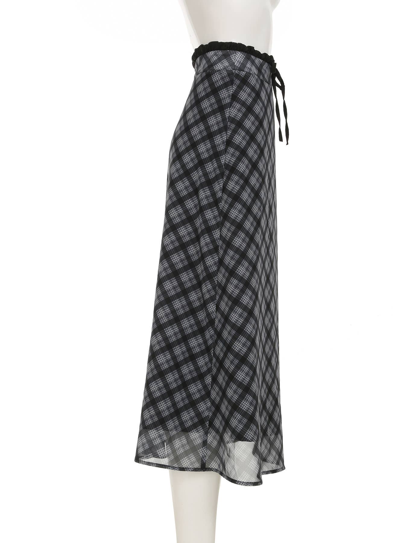 White Gauze Plaid Tall Waist Long Skirts