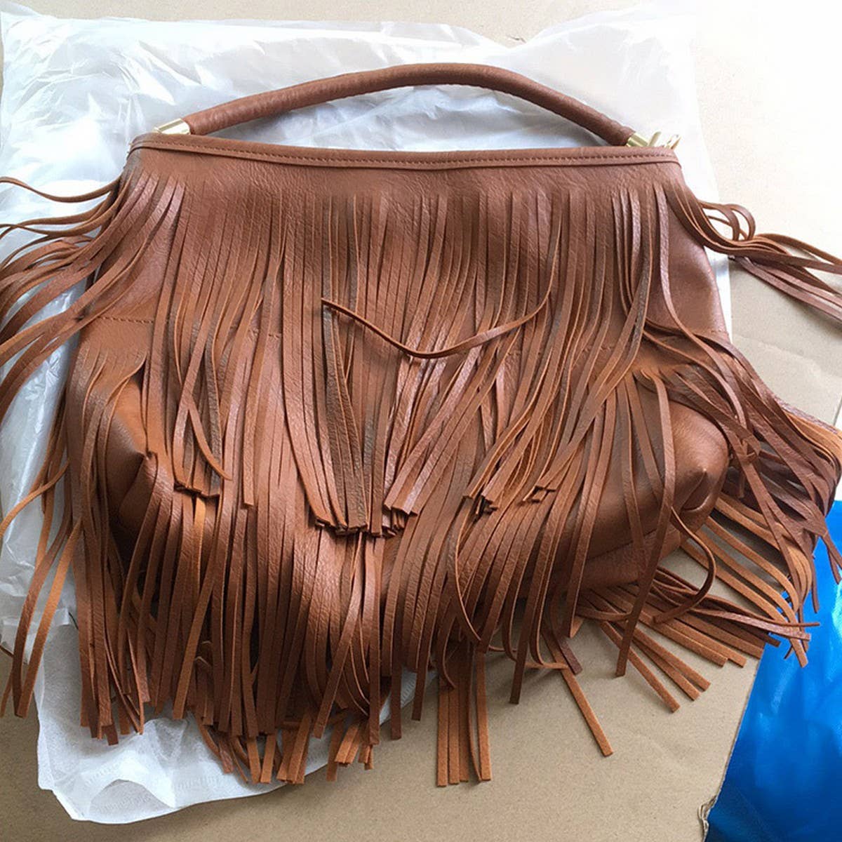 Cwab4540_Soft Leather Double-Sided Tassel Handbag