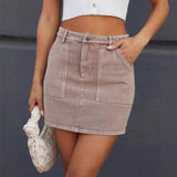 Washed Utility Denim Pencil Skirt