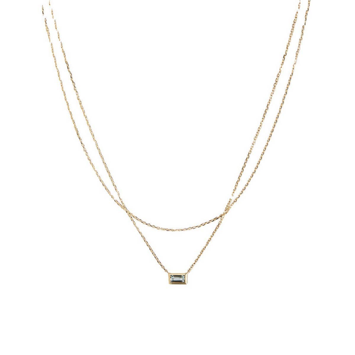 SIMPLE DOUBLE LAYER CUBE ZIRCON NECKLACE_CWMM5665