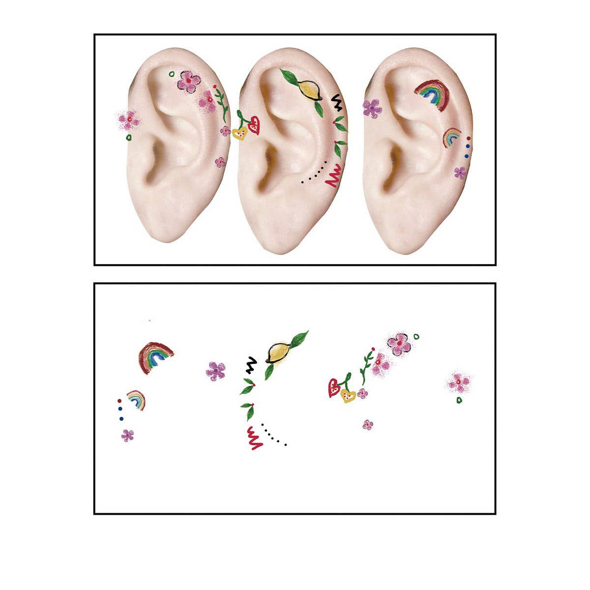 CUTE CARTOON EAR TATTOOS WATERPROOF STICKER SET_CWMM8394