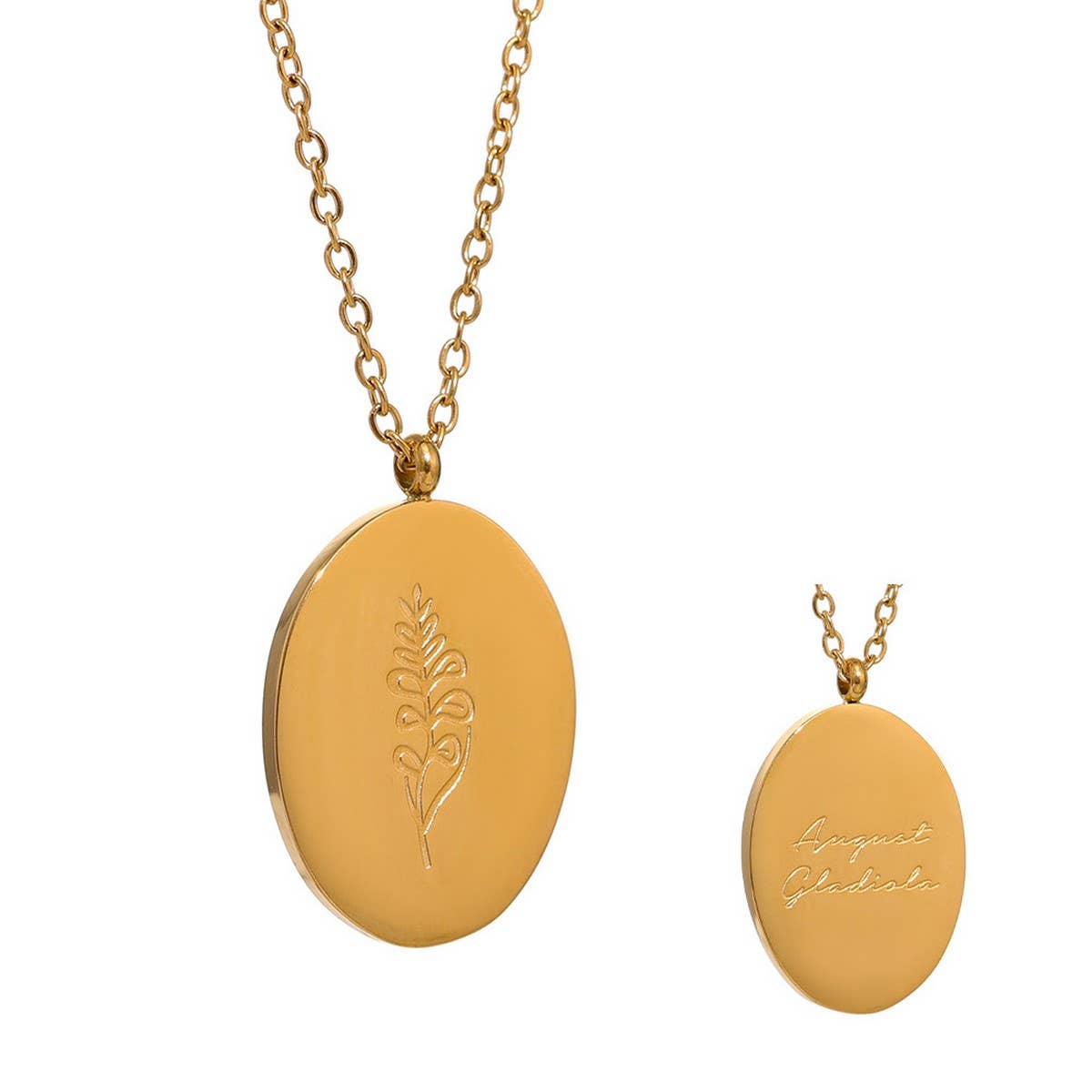 GOLD STAINLESS STEEL DECEMBER FLOWER NECKLACE_CWMM3778