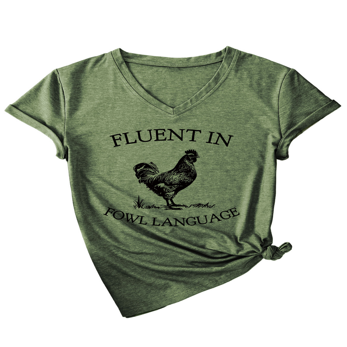 Wome Casual Tee With Chicken Joke Print_Cwtts1479