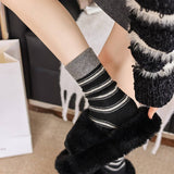 Ins Style Wool Colorblock Striped Crew Socks_Cwms03358