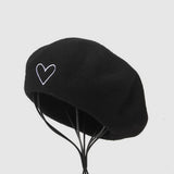 HEART EMBROIDERED FASHION COMMUTER BERET_CWAH1944