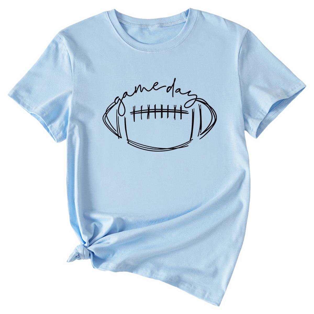 Wome Casual Tee With Fun Football Print_Cwdsd8368